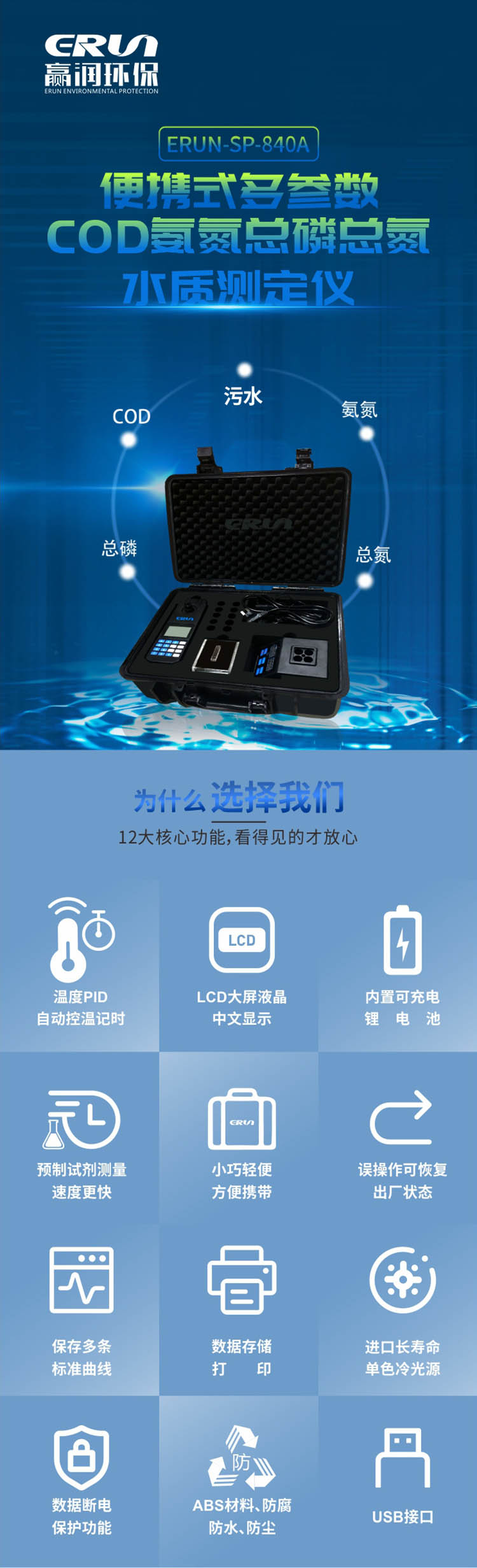 便攜式多參數(shù)COD、氨氮、總磷、總氮水質(zhì)測定儀